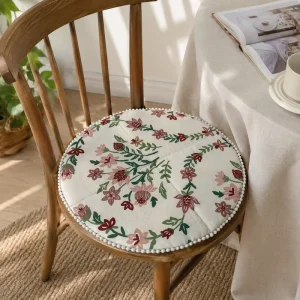 Round Outdoor Seat Cushions Pillow 100% Linen Sofa Chair Cushions Seat Pad Custom Printed Floral Floor Cushion Manufacturer