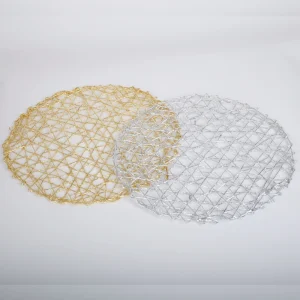Round Paper Fiber Woven Place Mats Decorative Placemat Braided Natural Mat Holidays Parties Decor