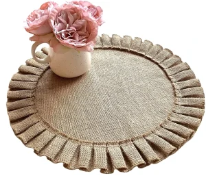 Round Placemats 15 Inches Ruffles Hessian Jute Ruffle Place Mats Trim Rustic Home Decor Rustic Farmhouse Burlap