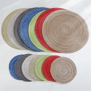 Round Placemats Woven Placemats Washable Braided Table Mats for Dining Table Heat Resistant Non-Slip Circle Place Mats