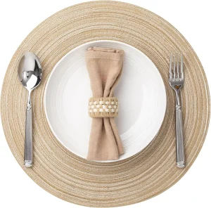 Round Placemats Woven Placemats Washable Braided Table Mats for Dining Table Heat Resistant Non Slip Circle Place Mats
