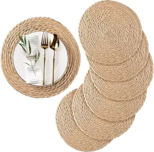Round Woven Placemats Natural Water Hyacinth Place Mats Rattan Placemats Wicker Outdoor Placemat Patio Table Place Mats