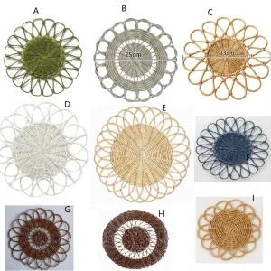 Round Woven Placemats Set for Dining Table Heat Resistant Non-Slip Table Mats Washable Place Mats for Home & Restaurant