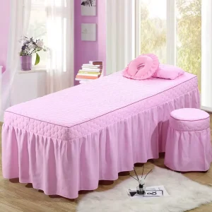 Roupa De Cama Spa Spa Bed Sheet Body Spa Bedsheet with Skirt Plain Color Skin Friendly Message Bed Cover
