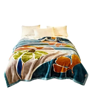 Royal Ingenuity Luxury Polyester Fiber Floral Pattern Customizable Double layer Thickened Warm Winter Bed Blanket
