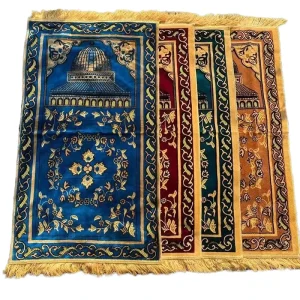 Royal Sejadah Janamaz Muslim Islamic Prayer Mat Gift Set Wool like Woven Floral Rug Washable Non slip Backing 70x110cm for Home