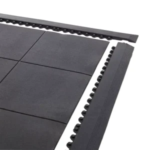 Rubber Solid Top Gym Interlocking Safety Exercise Floor Anti Fatigue Mat Black