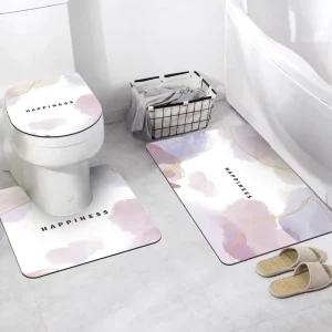 Rubber Water Absorb Colorful Custom Non Slip Hotel Shower Happy Print Modern Safety Square Kid Bathroom Set Bath Mat