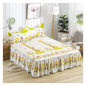 Ruffed Bedspread King Size Printed Cartoon Waterproof Bed Skirt