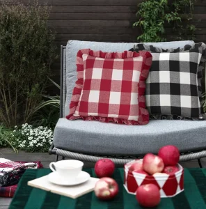 Ruffle Buffalo Check Throw Pillow Covers Plaid Decorative Cushion Covers for Outdoor Patio Sofa Home Decor