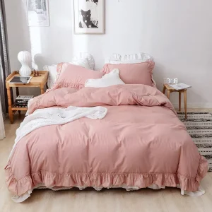Ruffle Duvet Cover 100% Washed Microfiber 3pcs Bedding Duvet Cover Set Shabby Chic Farmhouse Zipper Closure