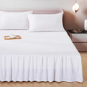 Ruffled Basics Lightweight White Solid 100% Polyester Bedding Set Bedsheet Bed Skirt