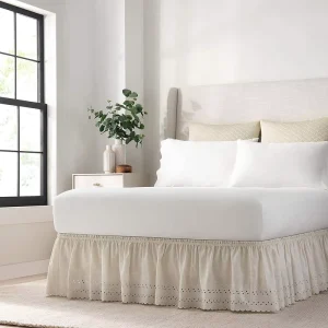 Ruffled Bed Skirt with Split Corners Queen Size 12 Inch Drop Platform Dust Ruffle Gathered Bedskirt
