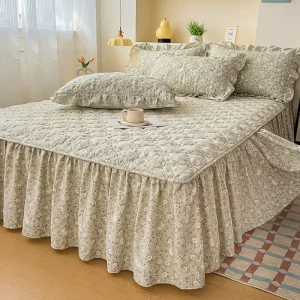 Ruffled Lace Printed Bed Skirt