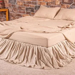 Ruffled Linen Bed Skirt Dust Ruffle Valance for Twin CalKing King Full Queen Bed Linen Ruffle Bed Skirt