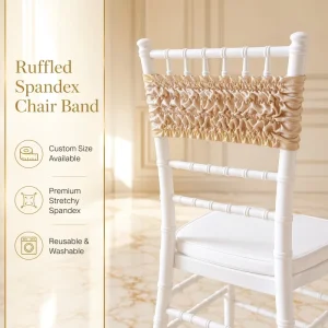 Ruffled Spandex Chair Band Custom Size Elastic Chair Sash Wedding Party Event Chair Cover Decor