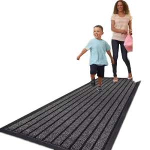 Rugs Inn Tufted Striped Rubber Runner Rug Hallways Mud Rooms Heavy Duty Anti Slip PVC Backing