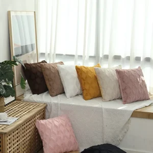 Rust Bohemian Style Square Polyester FiberThrow Pillow Striped Anti Static Washable Country Style Sofa Decorative Throw Pillows