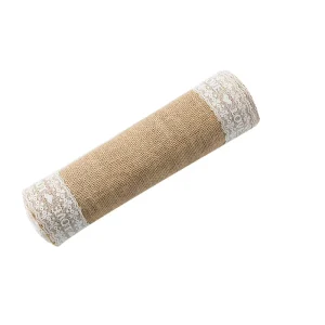 Rustic Burlap Lace Love Table Runner Jute Country Outdoor Wedding Party Decor