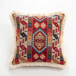 Rustic Classic Cartoon Pattern Hand Woven Cotton Polyester Throw Pillow Soft Cushion Anti static Removable Washable