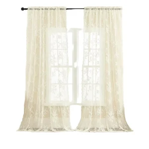 Rustic Damask Sage Green Lace Curtains 84 Inches Long 100% Polyester Classic Exterior Installation Living Room Bedroom Blackout