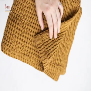 Rustic Design 100% Linen Waffle Hand Towels 50x80cm Plain Hemstitched Eco Friendly Heat Insulation Kitchen Towels