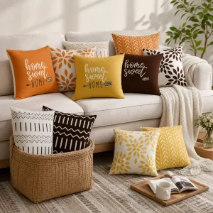 Rustic Farmhouse Cushion Cover Soft Polyester Home Sweet Home Printed Throw Pillow Case Decorative Shell for Living Room