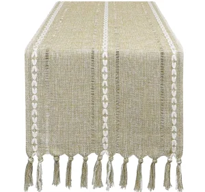 Rustic Farmhouse Style Table Runner Boho Table Runner with Handmade Tassel