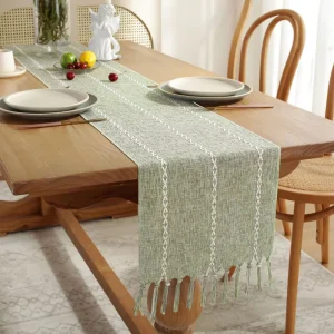 Rustic Farmhouse Table Runners with Tassels Boho Table Runner for Table Decorations 90 Inches