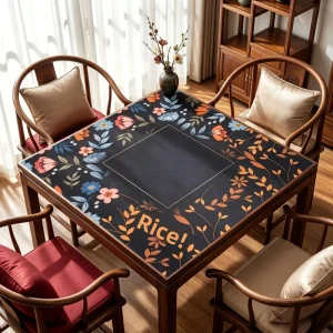 Rustic Style Rubber Chess and Card Game Mat Large Non Slip America Mahjong Pad Tabletop Soundproof Waterproof Protective Mat