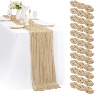 Rustic Wedding Cheesecloth Dinning Table Runners 10ft Fabric Boho Gauze Beige Table Runner Wedding Dinner Decor Party Events