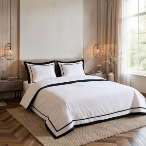 SANHOO Modern Style Five Star Hotel White Pillowcases Down Duvet Covers 100% Cotton Bedding Sets