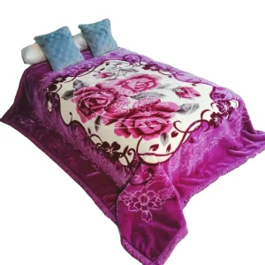 SENFELA Brand 100% Polyester Super Soft 2PLY One Side Embossed Custom Weight Korean Style Mink Fleece PVC Bag Raschel Blanket