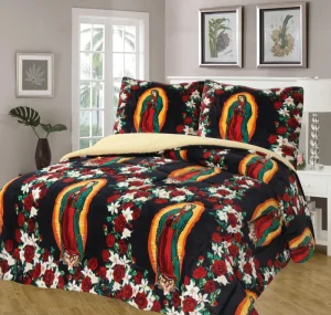 SMILING HOME Sherpa Fleece 200TC Polyester Washable Borrego Blanket Fluffy Plush Pillowcase Printed Super Soft Warm American Set