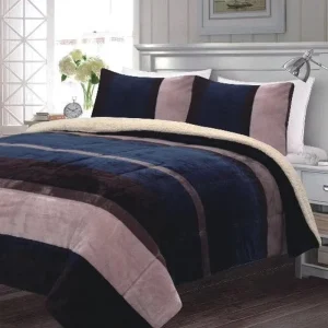 SMILING HOME Sherpa Fleece Polyester Washable Borrego Blanket Fluffy Plush Pillowcase Printed Super Soft Warm 3 Piece Set