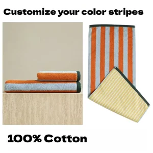 SOFTEXTILES Towels 100% Cotton Yarn dye Striped Beach Soft Adult Bath Towels 70x140cm with Custom LOGO Beach Towels