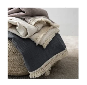 SZPLH Super Soft 4 Layer Woven Muslin Throw Blanket Bed Quilt Cover for Adults Lightweight Organic Cotton Anti Bacteria Four