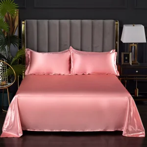 Sabana Custom Summer Solid Color Washed Ice Silk Flat Sheet king Queen Size Home Hotel Skin Friendly Double Bed Sheet