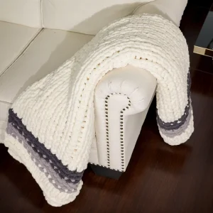 Safe Knit Throw Blanket Skin Friendly Fabric Chenille Chunky Handmade Knitting Blankets for Chair Bed