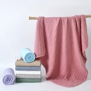 Safety High Density Cartoon Pattern Bath Towel Pure Cotton Muslin Absorbent Newborn Blanket Baby Bath Towel