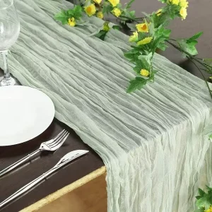 Sage Green 28 X 120 Inches Gauze Cheesecloth Table Runner for Wedding Reception Bridal Shower Birthday