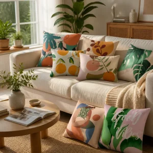 Sage Green Abstract Botanical Throw Pillow Cover Soft Polyester Boho Line Art Cushion Case Accent Shell for Living Room