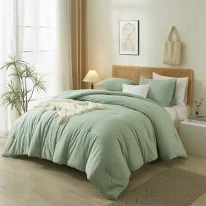 Sage Green Queen Size Fluffy Bed Comforter All Seasons Bedding Quilt 1 Comforter 2 Pillow Shams Sets