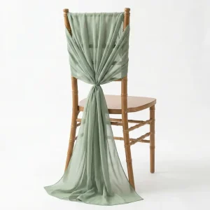Sage Green Wedding Chair Decoration Drape Chiffon Chair Sashes for Wedding Chair