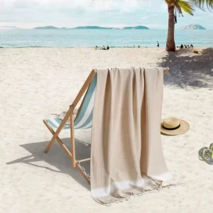 Sand Beige Cotton Adult Beach Towel Poncho Tassel Turkish Towel Anti foreign Material Adhesion Turkish Beach Towel