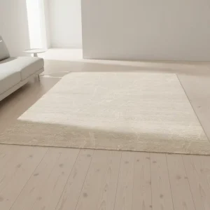 Sand Color Abstract Natural Marble Look Handmade Wool Jute High Pile Carpet Soft Hand Sheared Pile Living Room Rug