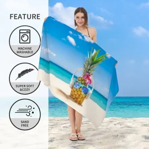 Sand Free Beach Towel Bag Custom 88% Polyester 12% Polyamide Quick Drying & Highly Absorbent Summer Use with Logo Printed Design