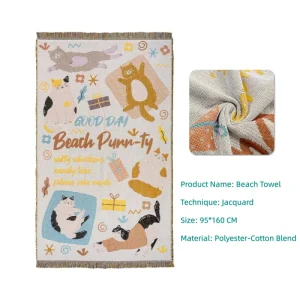 Sand Free Modern Jacquard Custom Design Beach & Pool Towels Oversized Quick Dry Lightweight Adults Child Travel