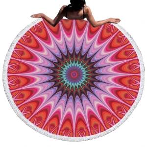 Sand Free Round Beach Towel With Tassels Custom Design
