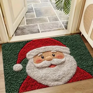 Santa Claus Welcome Door Mat Washable Indoor and Outdoor Entrance Mat Mat Kitchen Carpet Suitable for Bathroom Kitchen